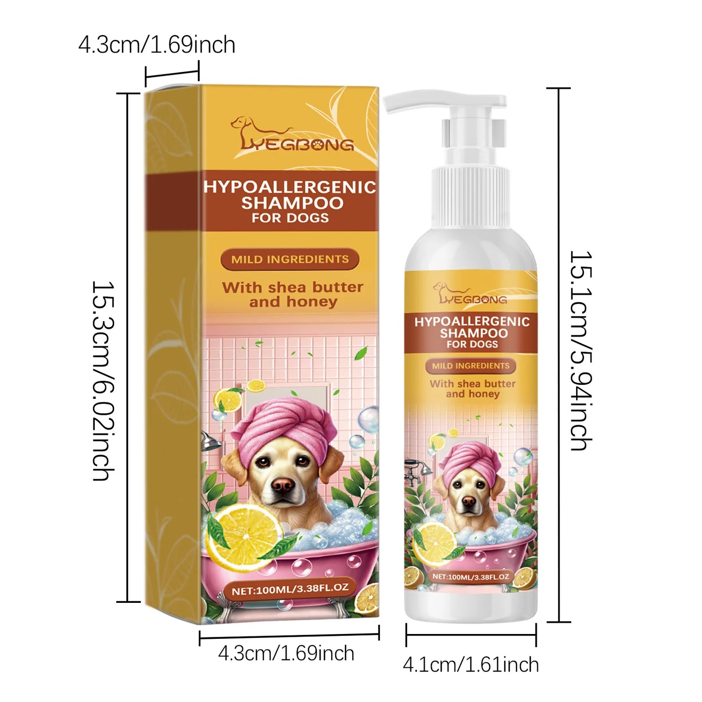 Yegbong 100ml Pet Shampoo Dog Shampoo Hypoallergenic Bath Wash Hair Soften Itchy Skin Relief Nourish Fur Cleansing Dog Shampoo