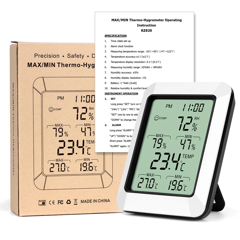 RZ Digital Thermometer hygrometer Room Indoor Temperature Humidity Meter Wireless Hygrometer Sensor