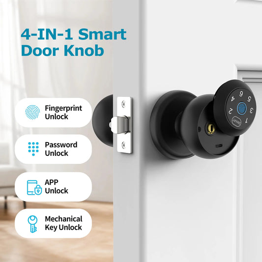 Viladepot Ball-Shaped Smart Lock Fingerprint, App-Controlled, Passcode, and Electronic Touchscreen Keypad Door Lock Smart Handle