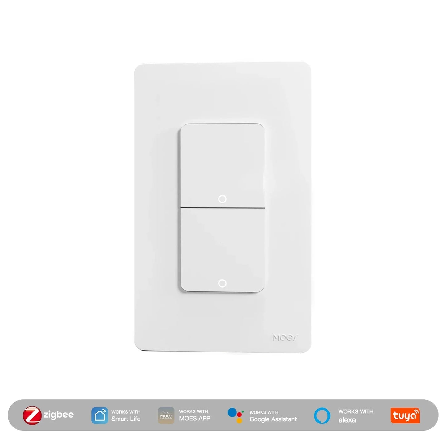 MOES Tuya ZigBee Smart Light Switch US Push Button Wall Switch Work With Alexa Google Home Neutral Wire/No Neutral Wire Required