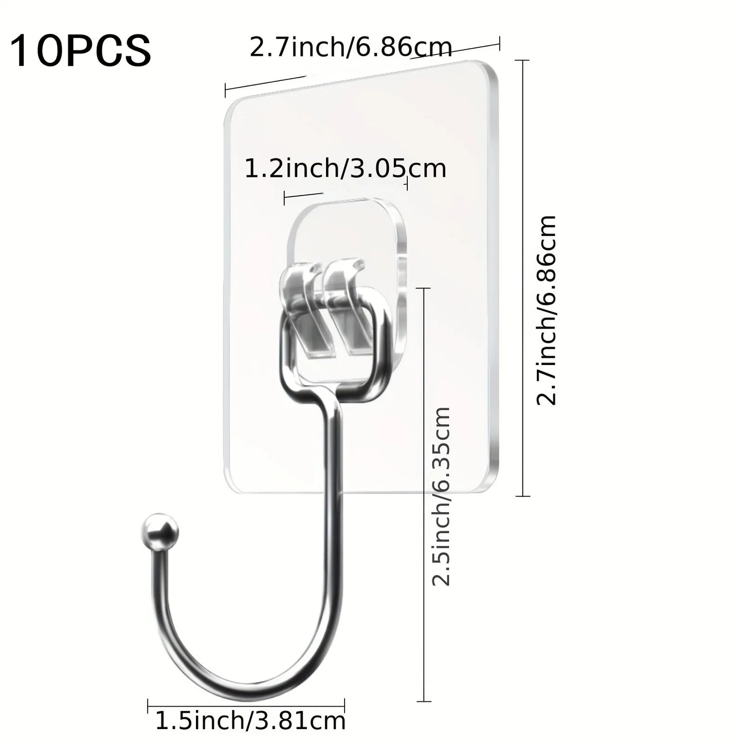 Large Adhesive Hooks Heavy Duty 22 lbs Robe Towel Hooks Waterproof Adhesive Wall Hooks for Home Bathroom Kitchen Office