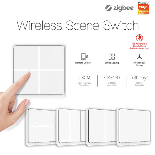 MOES ZigBee Wireless 12 Scene Switch Tuya Smart 4 Gang Push Button Controller Remote Control switch For Automation Scenarios