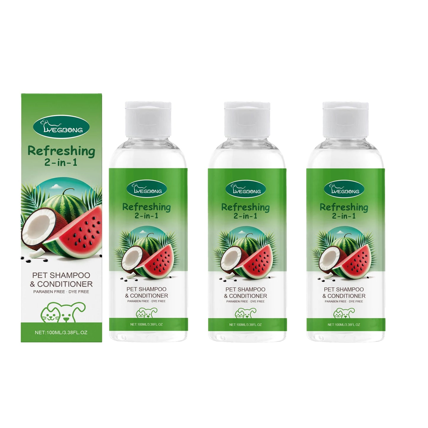 YEGBONG 100ml Hypoallergenic Pet 2in1 Shampoo and Conditioner pH Balanced Tear Free Bath for Dogs and Cats with Sensitive Skin