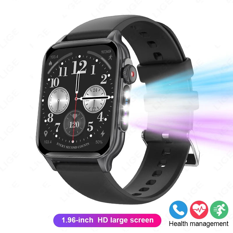 2025 New Smart Watch Men IP67 Outdoor Sports Dazzling Color Breathing Light  Health Monitor 1.96" BT Call Smart Watch P6