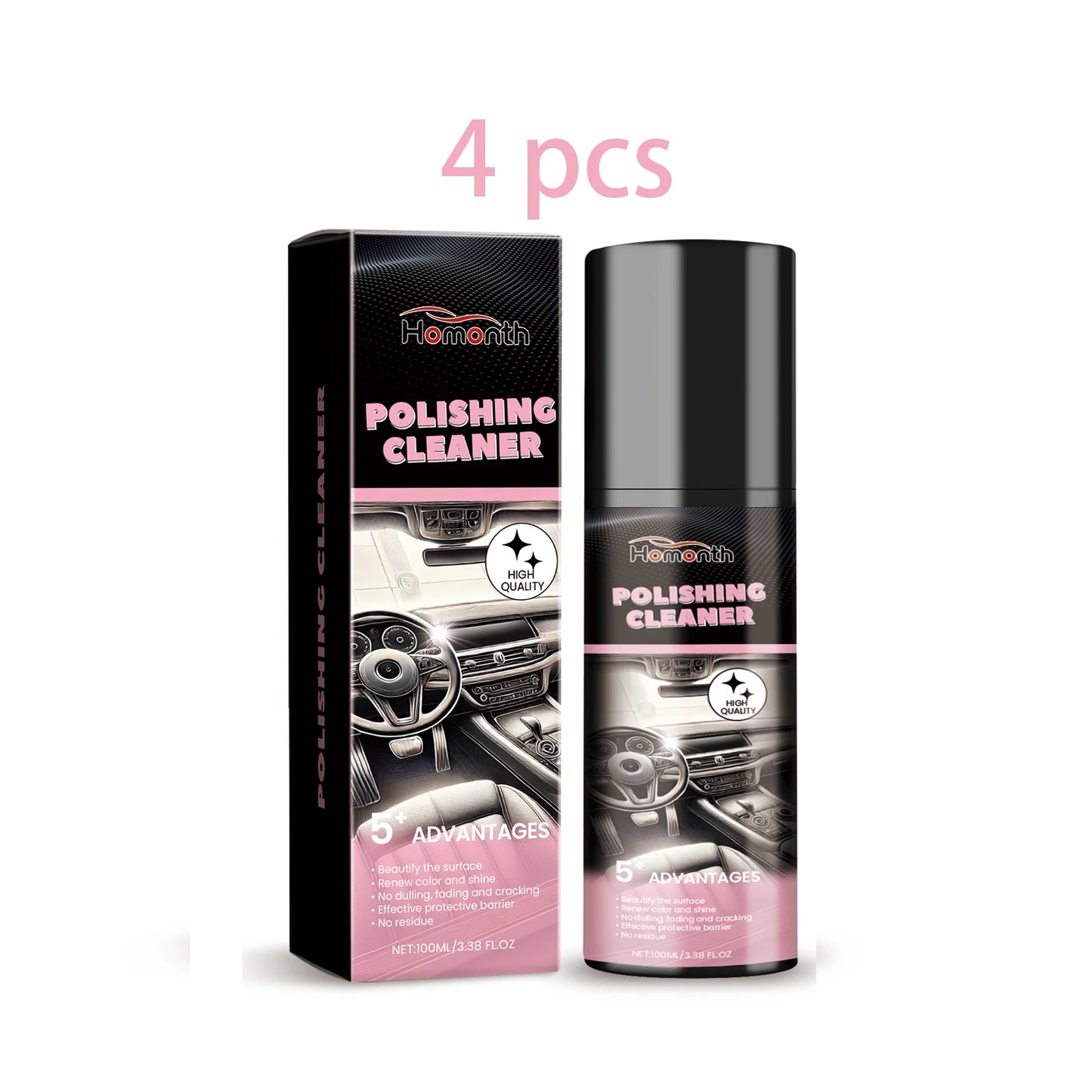 Homonth Car Interior Care Cleaning Agent Restoring Gloss Back To Black Color Fading Protective Maintain Interior Detailing Agent