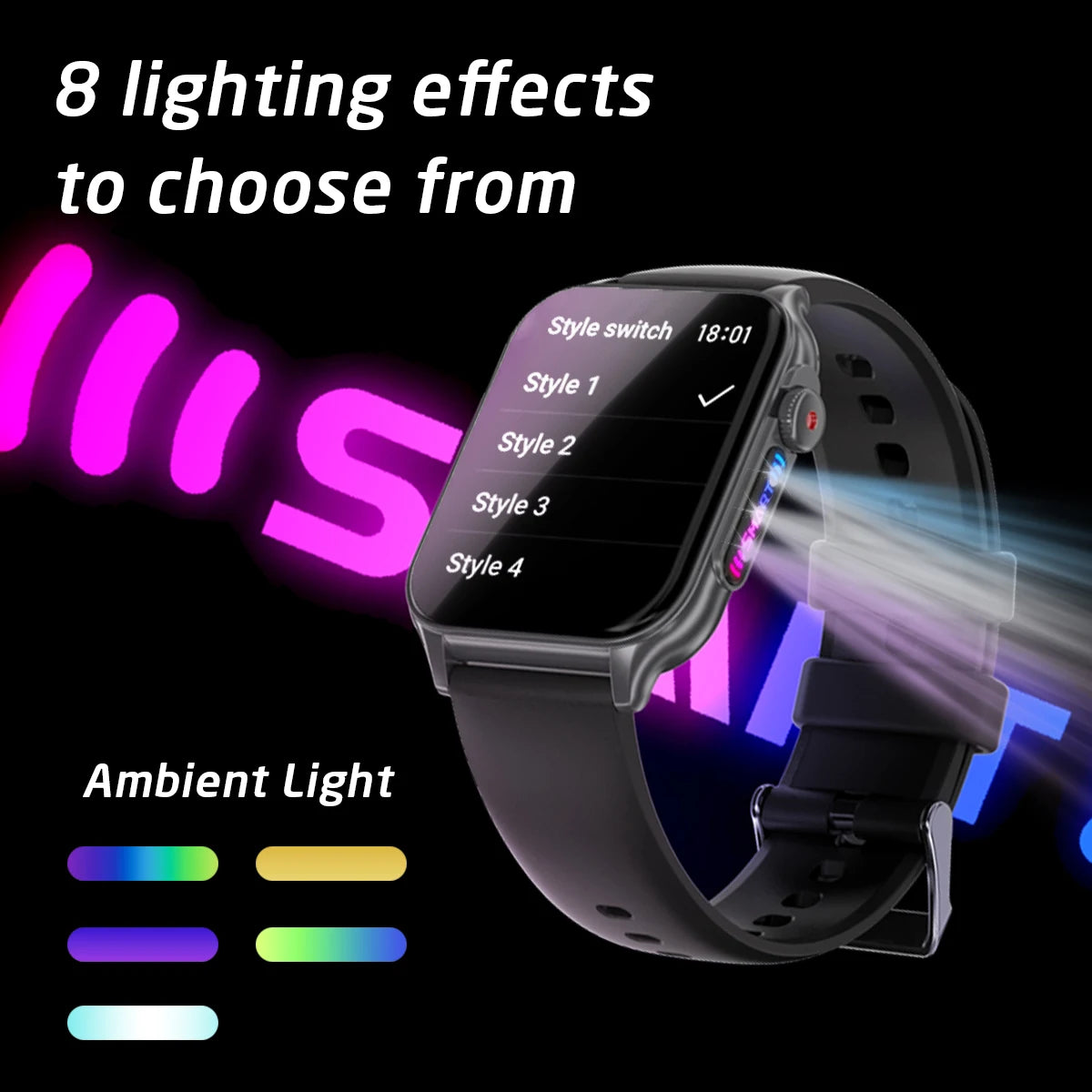 2025 New Smart Watch Men IP67 Outdoor Sports Dazzling Color Breathing Light  Health Monitor 1.96" BT Call Smart Watch P6