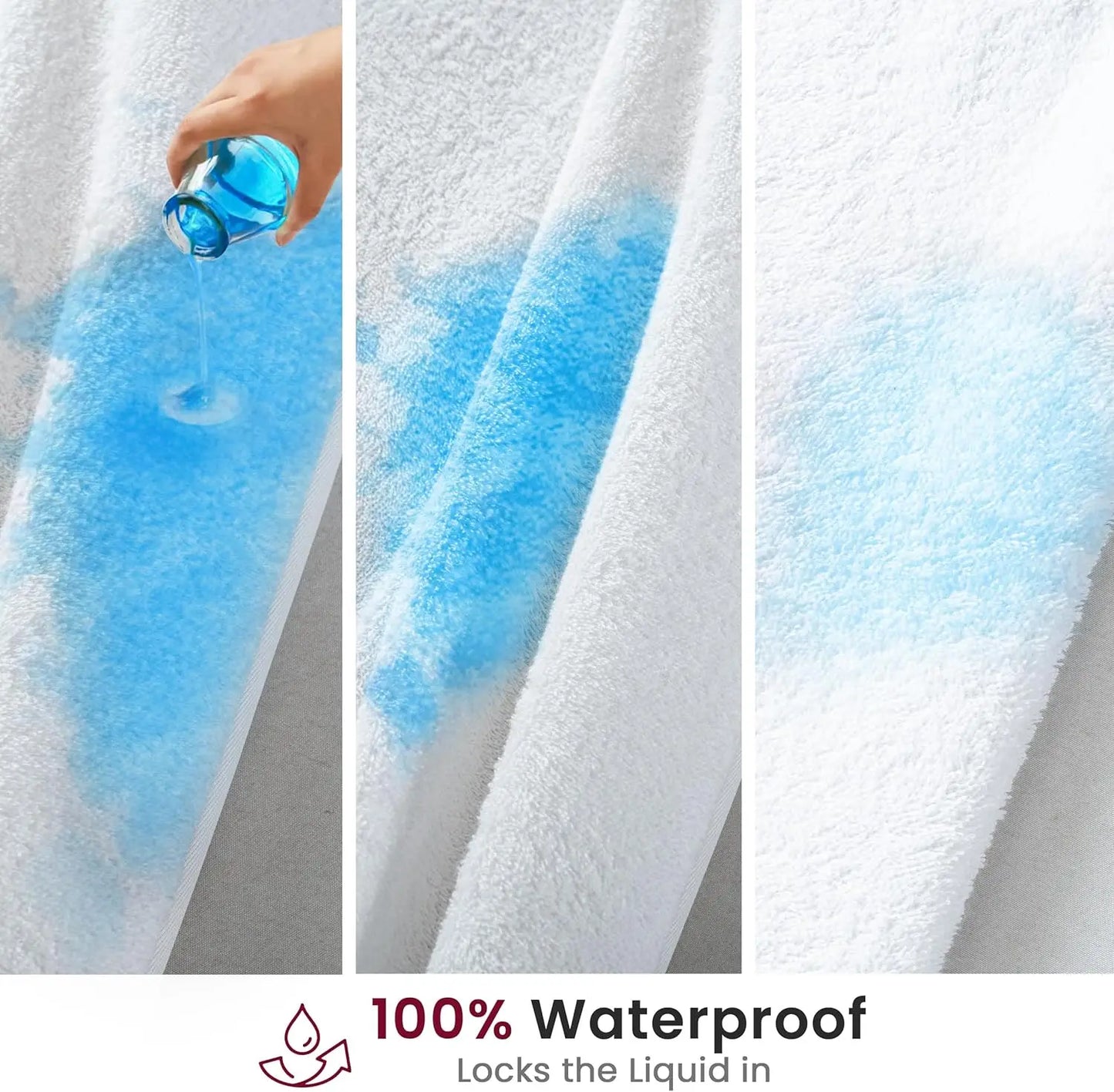 Lux Decor 100% Waterproof Mattress Protector – Soft, Noiseless Terry Cloth Top, Breathable Cover, 16 inches Fitted Deep