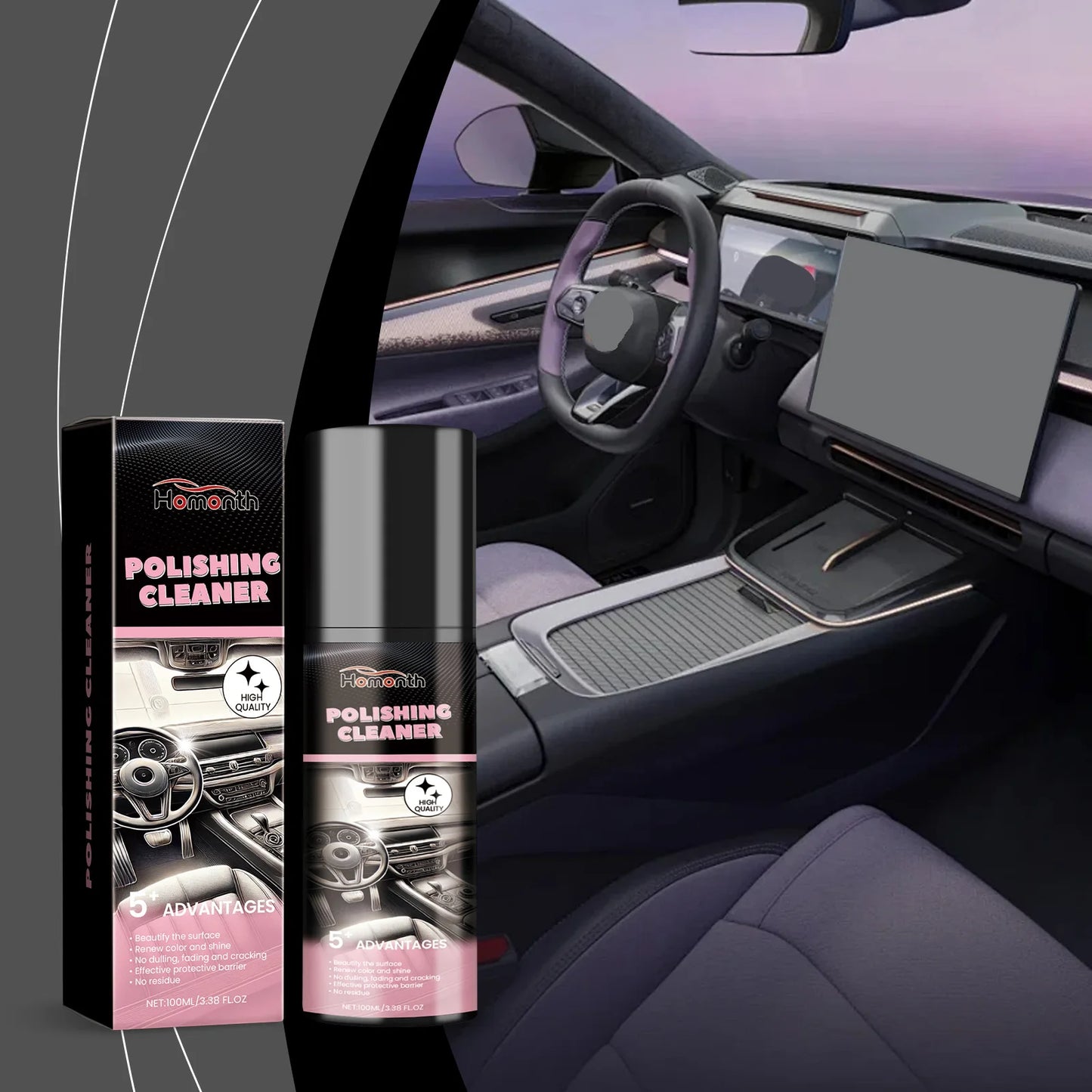 Homonth Car Interior Care Cleaning Agent Restoring Gloss Back To Black Color Fading Protective Maintain Interior Detailing Agent