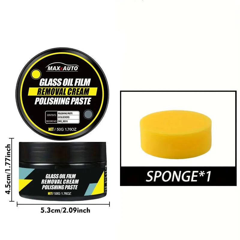 Car Glass Polishing Paste Windshield Oil Film & Oxidation Removal Long-Lasting Hydrophobic Water Repellent Anti Rain Polish Kit