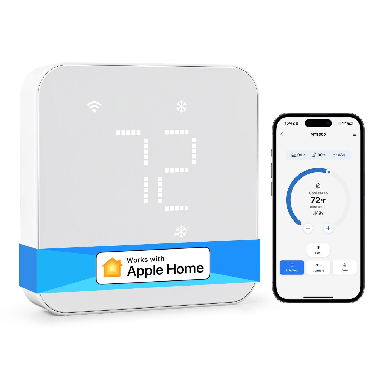Meross Matter Smart US Wi-Fi Thermostat Compatible with 95% heating and cooling systems Work with Alexa Homekit