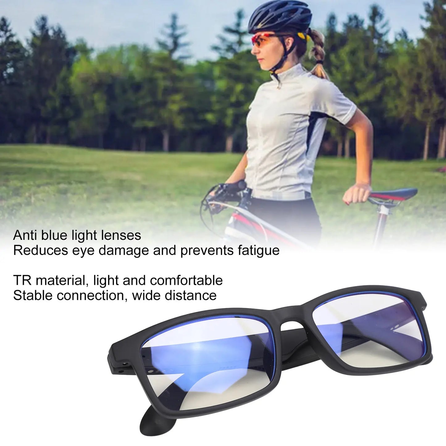 Bluetooth Sunglasses Smart Sound Glasses Blue Light Blocking Comfortable Wear Hands  Calling with Microphone for Running