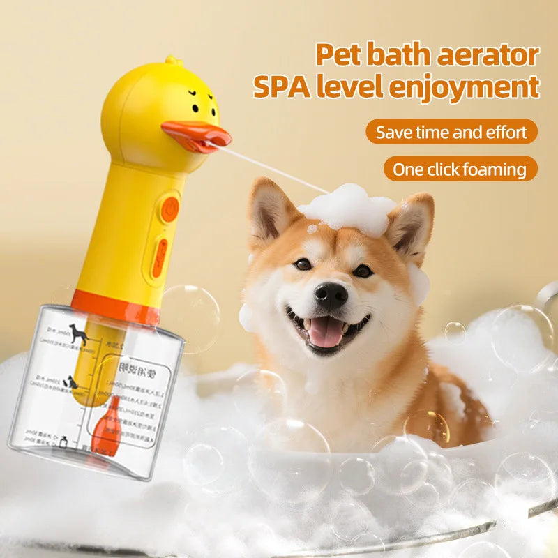 Electric Dog Shampoo Dispenser Dog Shampoo Sprayer Duck Shampoo Foamer for Pet, Foaming Soap Dispenser for Bathtub, Kitchen Sink