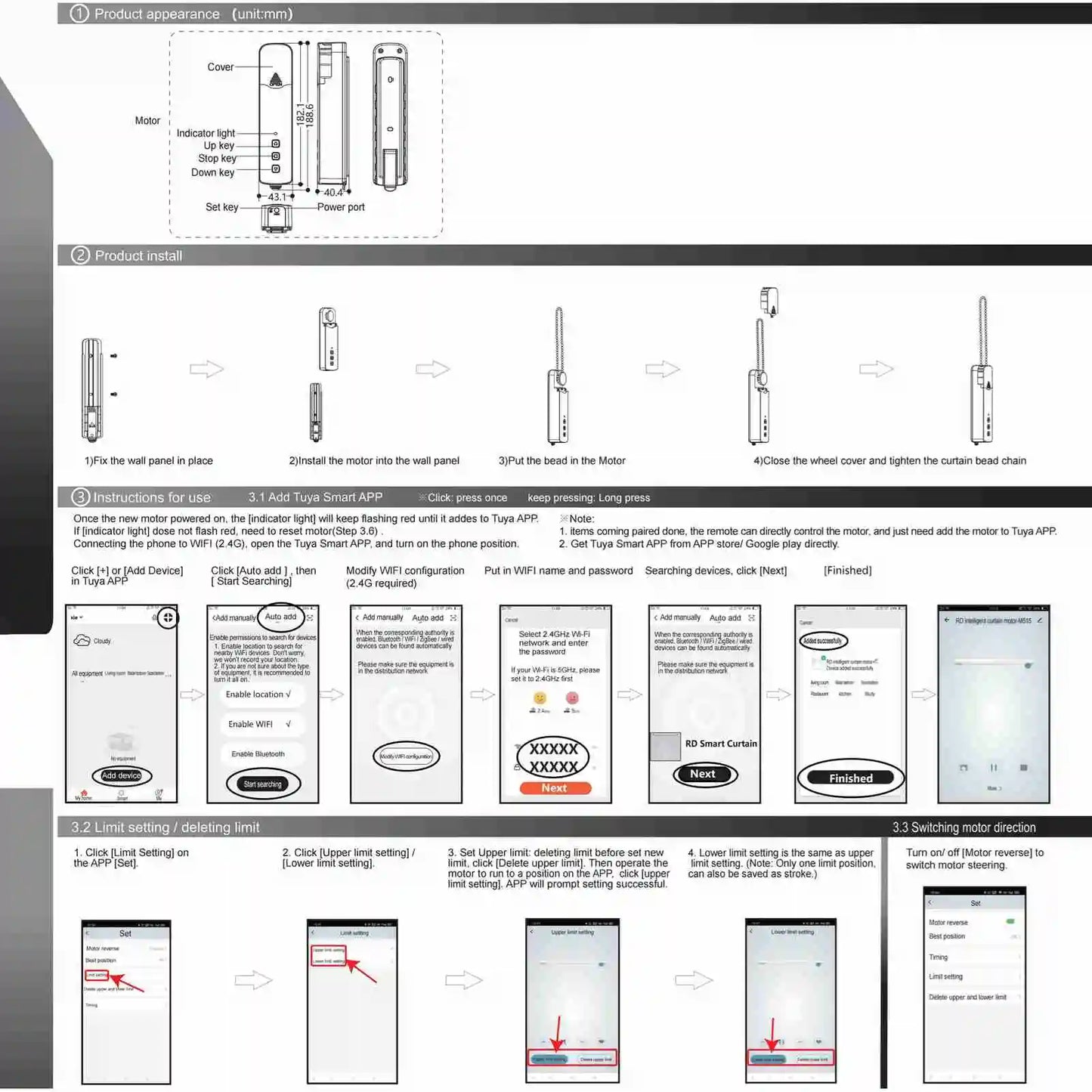Tuya WiFi Smart Electric Curtain Motors Pull Bead Curtain Motor Motorized Chain Roller Blinds Compatible with Alexa Home