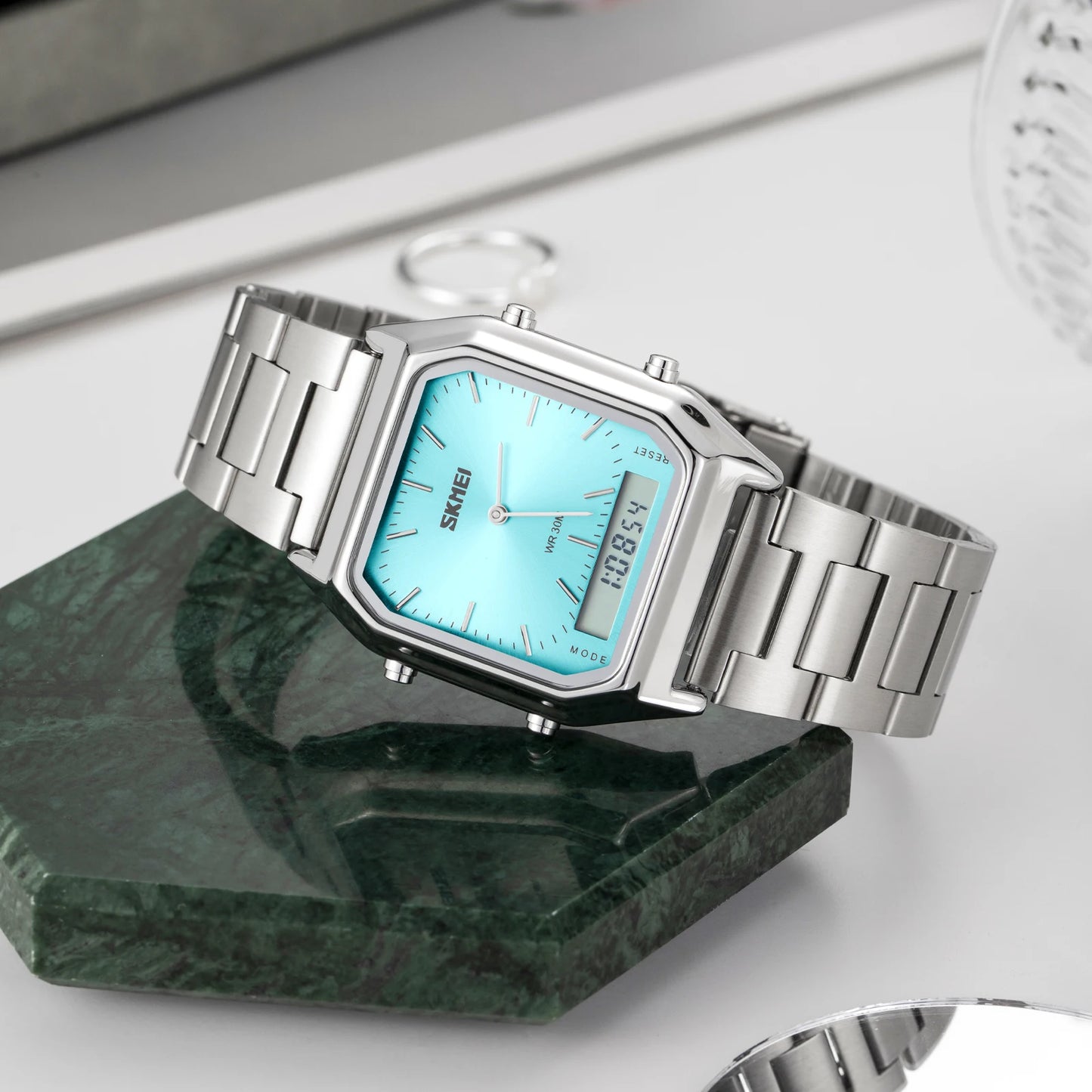 SKMEI Dual Time Display Digital Electronics Watches Luminous Watch For Men Women Students Fashion 3Time Waterproof Wristwatches