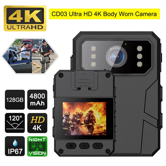 Full 4K HD Body Worn Camera Portable Law Enforcement Recorder Camera Mini Digital Night Vision Bodycam