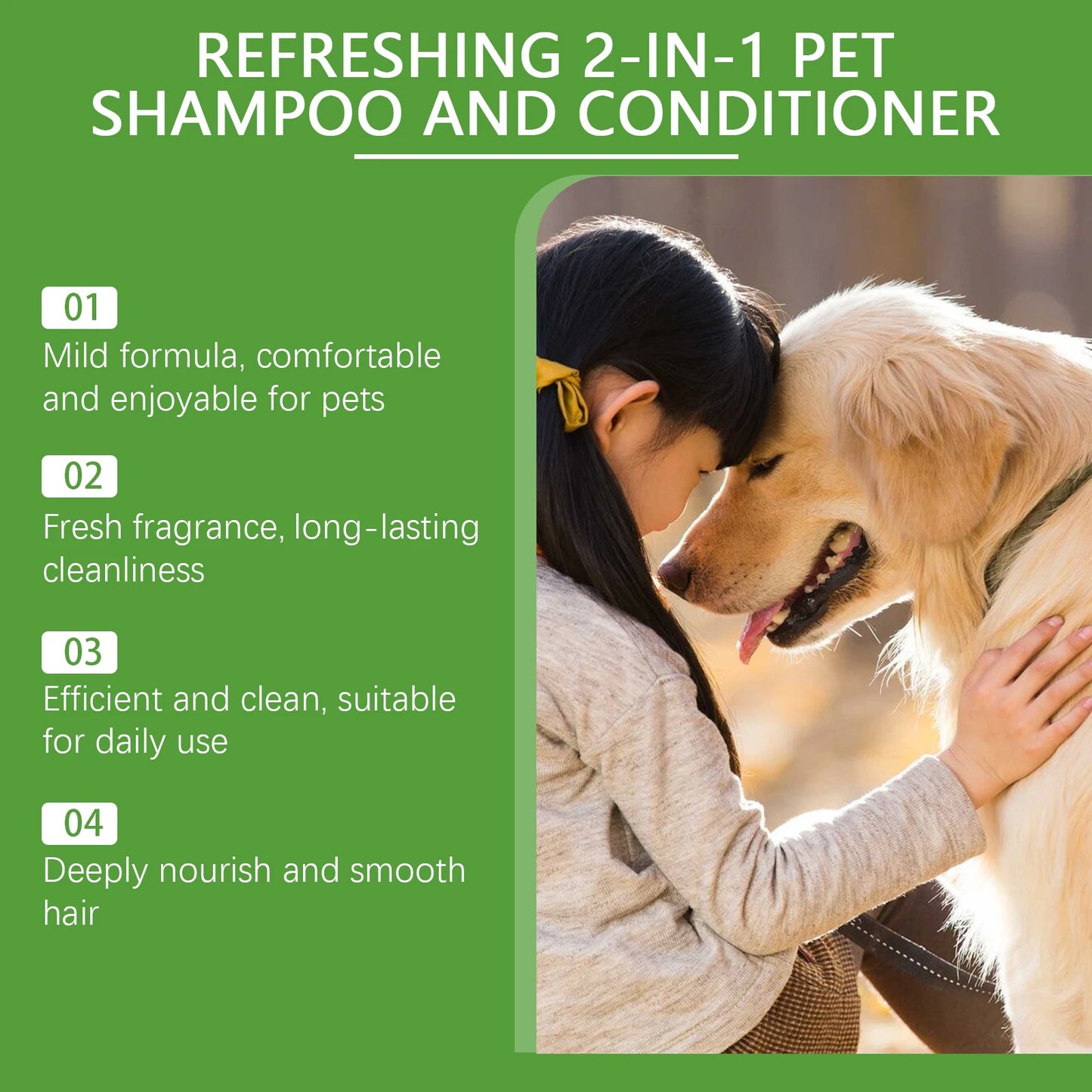YEGBONG 100ml Hypoallergenic Pet 2in1 Shampoo and Conditioner pH Balanced Tear Free Bath for Dogs and Cats with Sensitive Skin