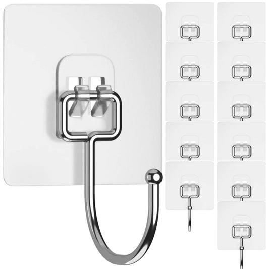 Large Adhesive Hooks Heavy Duty 22 lbs Robe Towel Hooks Waterproof Adhesive Wall Hooks for Home Bathroom Kitchen Office