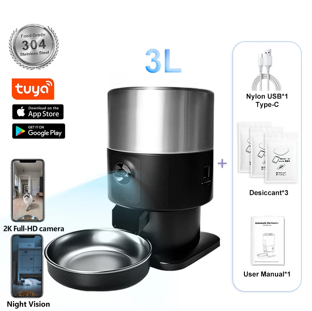5L Smart Automatic Cat Feeders with 1080P HD Camera 5G WiFi Pet Feeder Tuya APP Control Automatic Cat Dog Food Dispenser Furpipi
