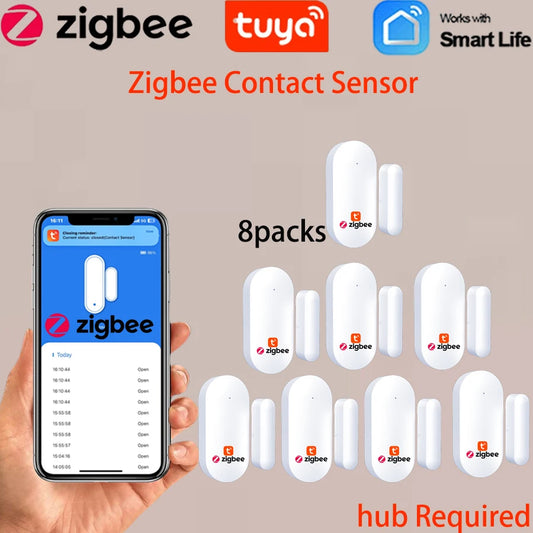 8PACKS Tuya Zigbee Door Sensor Window Detectors Magnetic Sensor Smart Home Security Protection Remote Monitor From APP