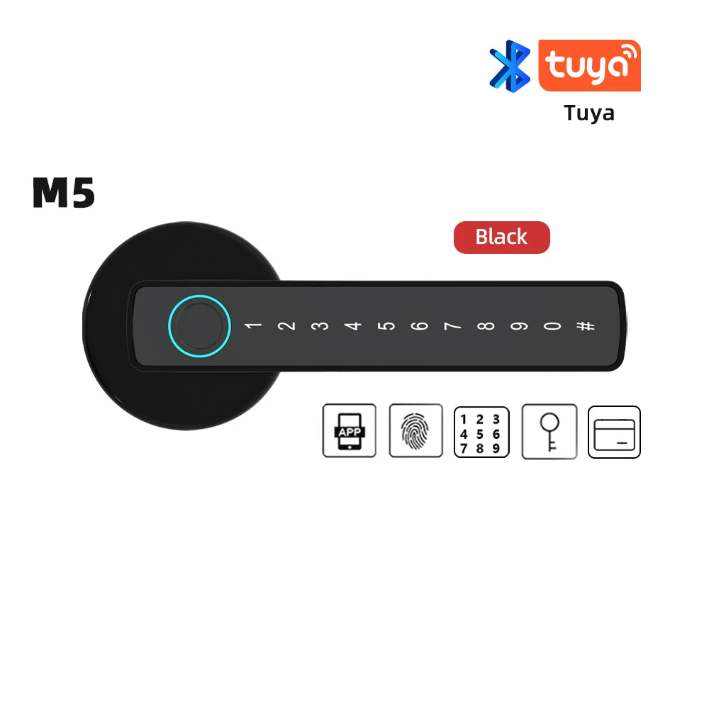 RAYKUBE US Free Delivery Tuya BLE Smart Fingerprint Door Lock Electronic Lock with Password/Key/Card/Tuya APP Unlock
