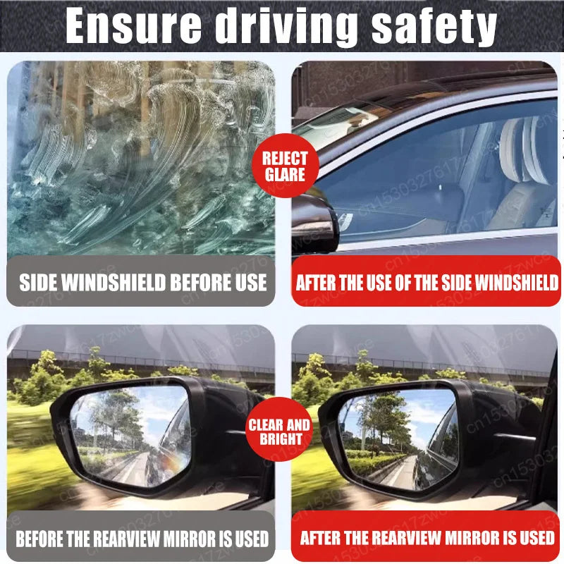 Car Glass Polishing Paste Windshield Oil Film & Oxidation Removal Long-Lasting Hydrophobic Water Repellent Anti Rain Polish Kit