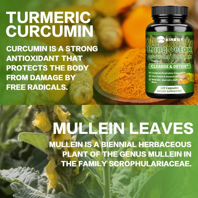 Lung Cleansing and Detoxification - Respiratory Health and Boosts Immunity - 120 Capsules