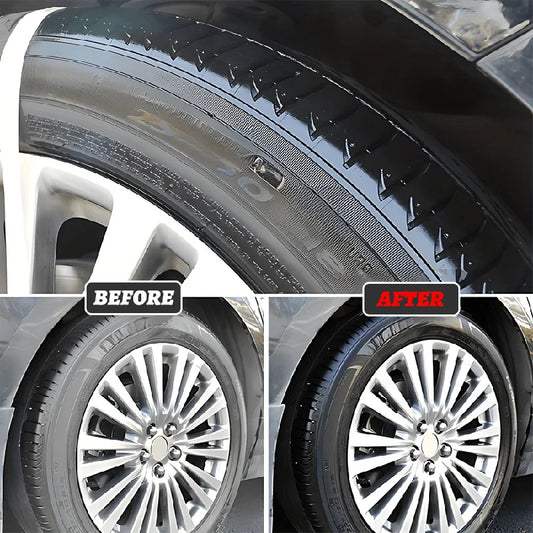 Car Tire Restorer Wax Back to Black Gloss Long-Lasting Coating Plastic Renovator Polish Cleaning Tire Gloss Enhancer Kit