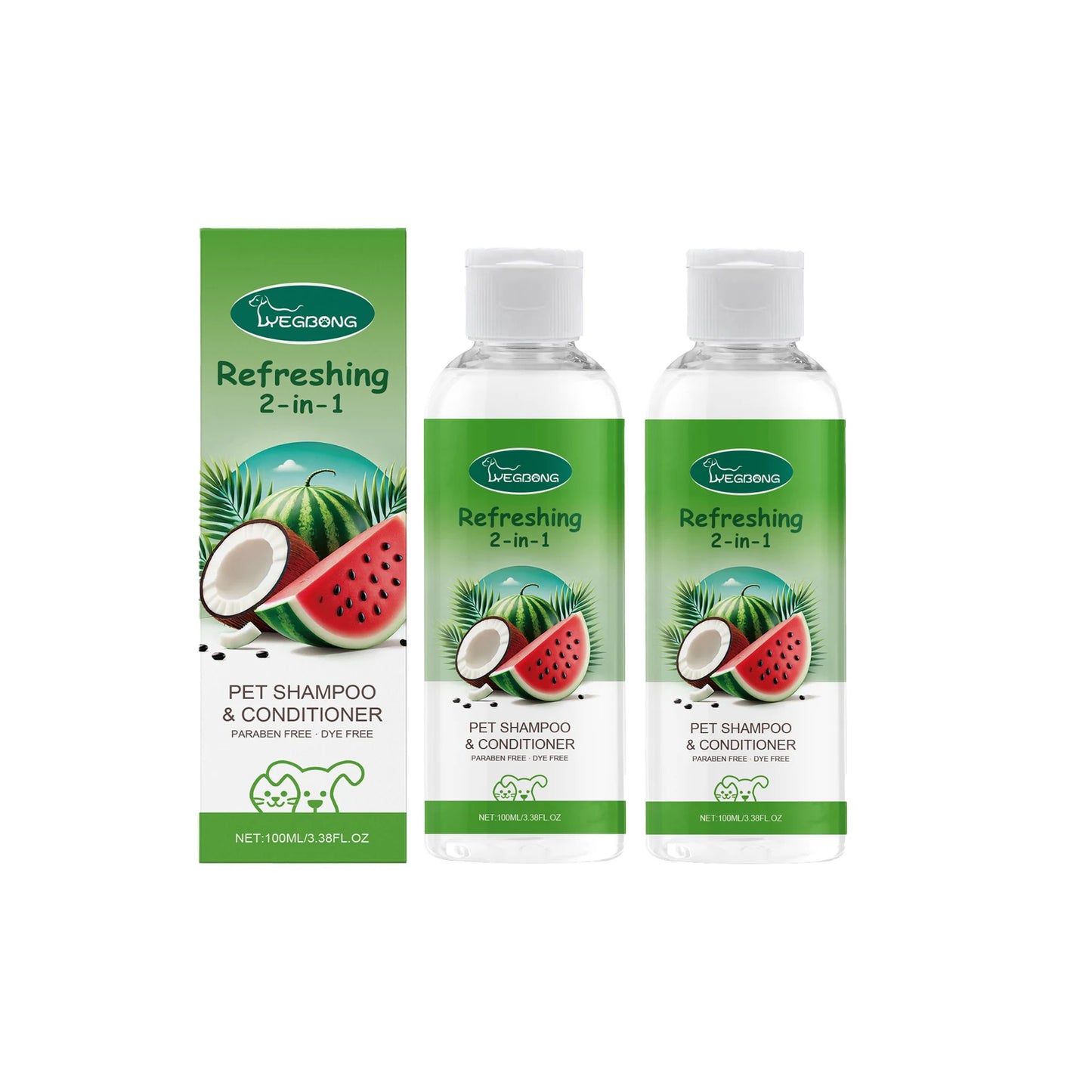 YEGBONG 100ml Hypoallergenic Pet 2in1 Shampoo and Conditioner pH Balanced Tear Free Bath for Dogs and Cats with Sensitive Skin