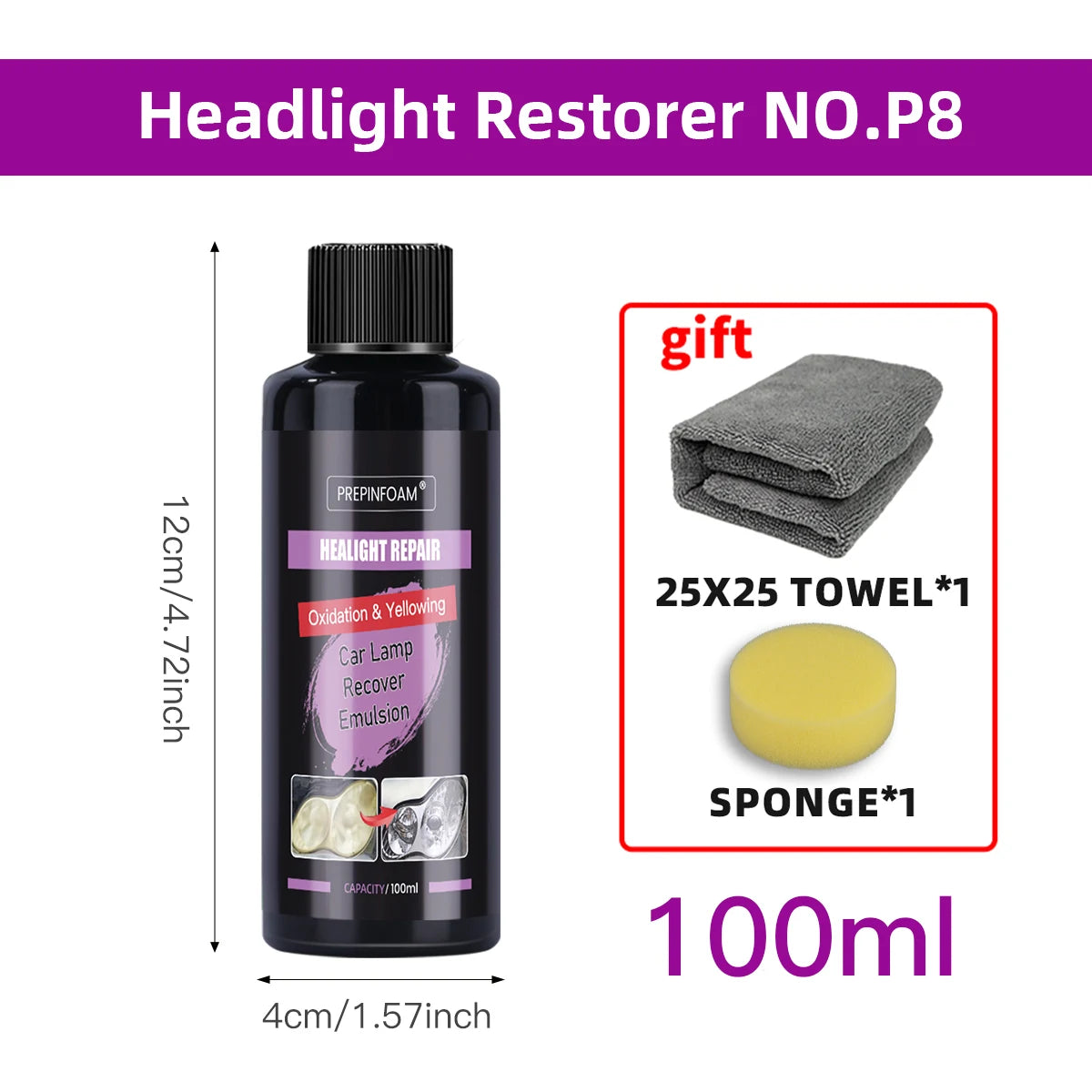 Car Headlight Restoration Polishing Kits Headlamp Repair Cleaning Paste Remove Oxidation Headlight Polish Liquid