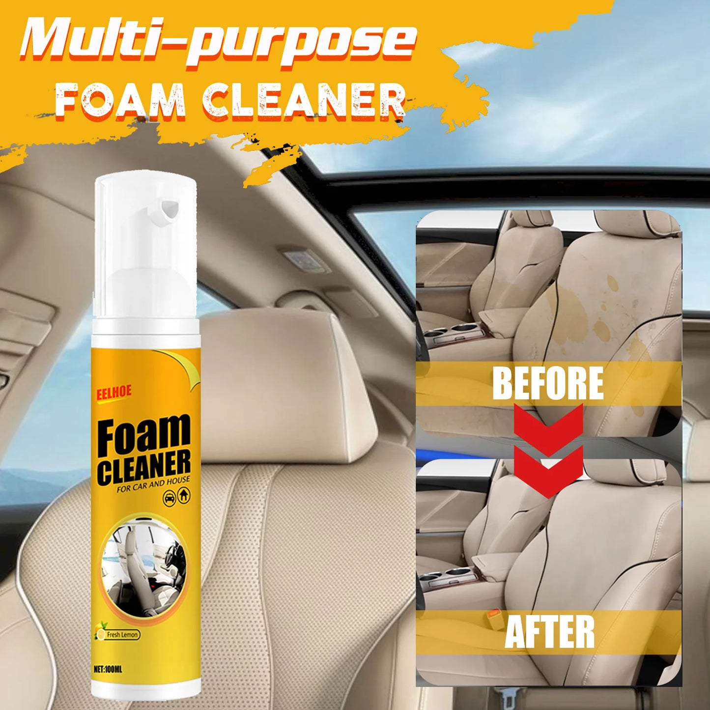 2PCS 100ML Multi-purpose Foam Cleaner Spray Car Home Interior Cleaner Foam Spray Anti-Aging Protection for Car Accessorie