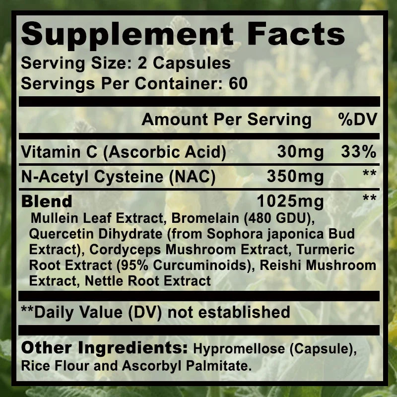 Lung Cleansing and Detoxification - Respiratory Health and Boosts Immunity - 120 Capsules