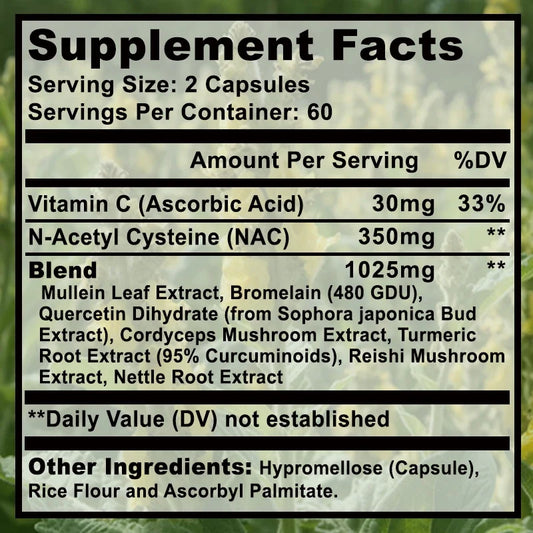 Lung Cleansing and Detoxification - Respiratory Health and Boosts Immunity - 120 Capsules