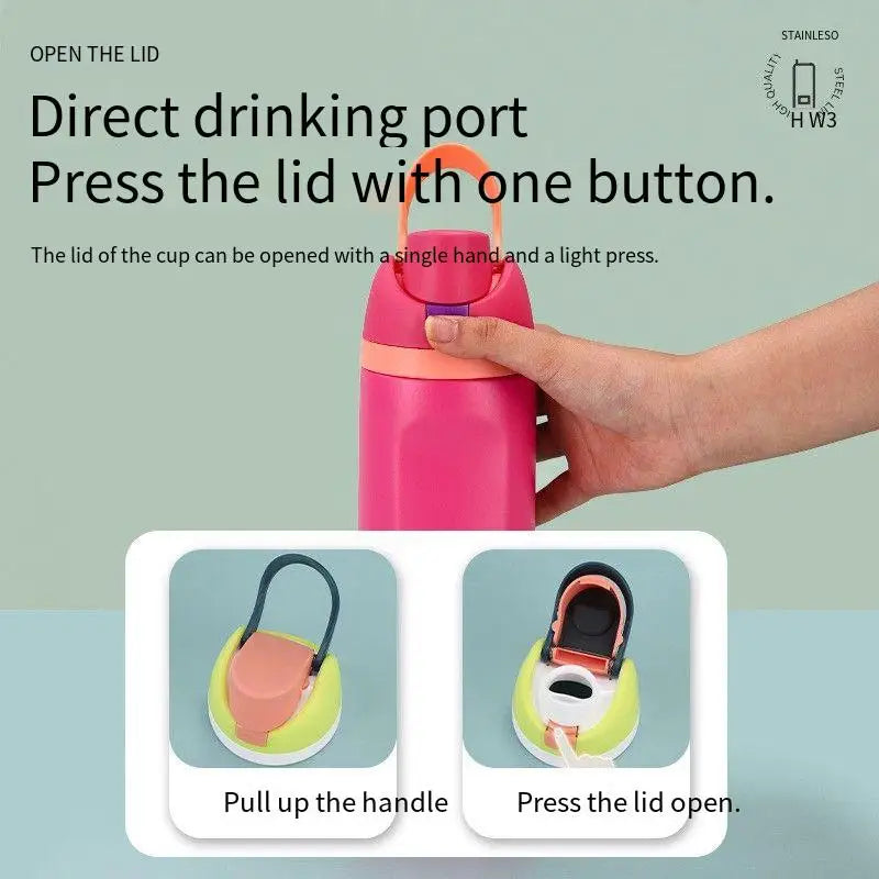 Cross-border Amazon double-lid stainless steel thermos cup outdoor sports fruit cup with high value rope bouncing cup