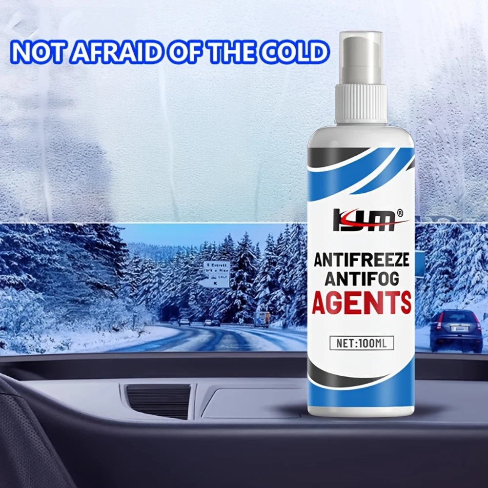 KJM Anti-Freeze & Anti-Fog Spray - Winter Car Glass Defroster, Pre-Mixed Ready-to-Use Formula, Long-Lasting Ice & Fog for, Mirro