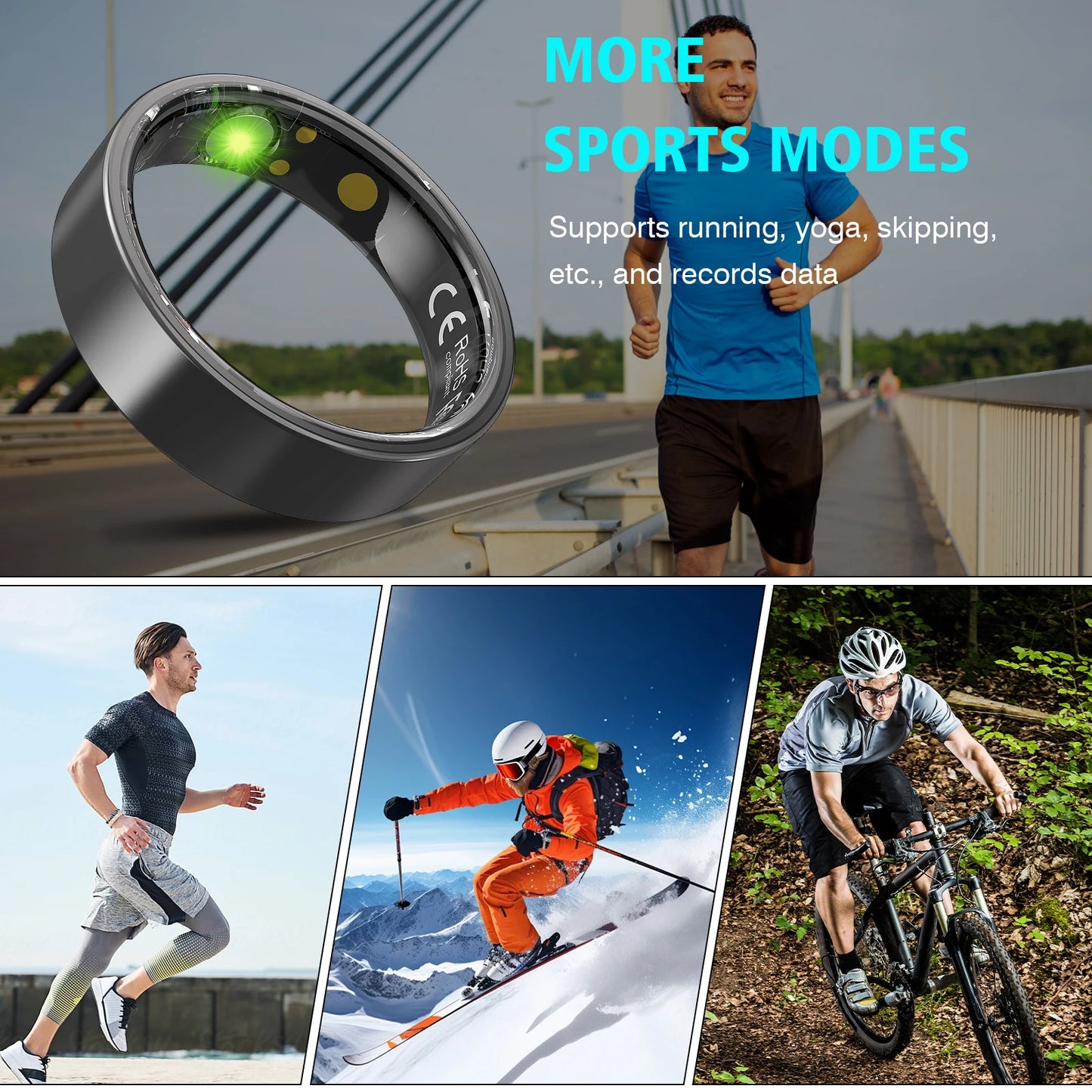 Smart ring, sleep tracking, motion monitoring, compatible with iPhone and Android, smart gift, suitable for men and women