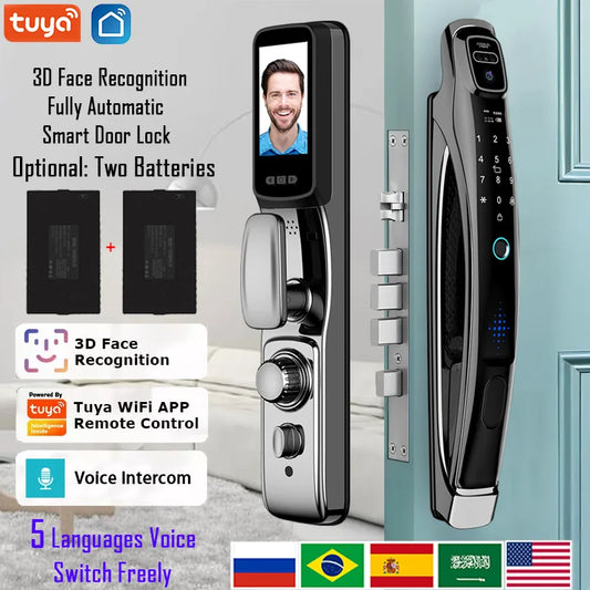 Wifi Tuya APP Face Recognition Smart Door Lock With Camera Video Call Voice Intercom Digital Door Lock Automatic Door Lock