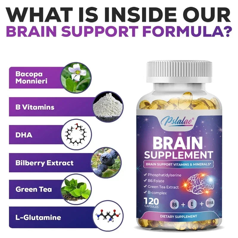 Nootropic Brain & Focus Supplement - Improve Memory, Mental Focus, Cognitive Function, for Brain, Heart Health