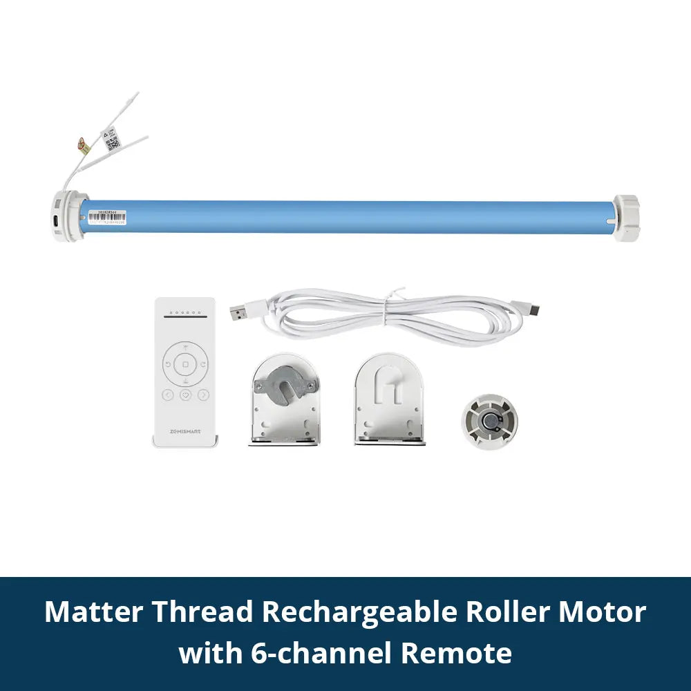 Zemismart Matter Over Thread Smart Roller Shade Blinds Motor Built in Battery for 38mm Tube Homekit Google Home Smartthings App