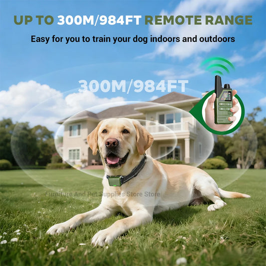 984Ft/300M Electric Dog Training Collar Remote Control Waterproof Pet BehaviorFor 10-120lbs Puppy With Shock Vibration