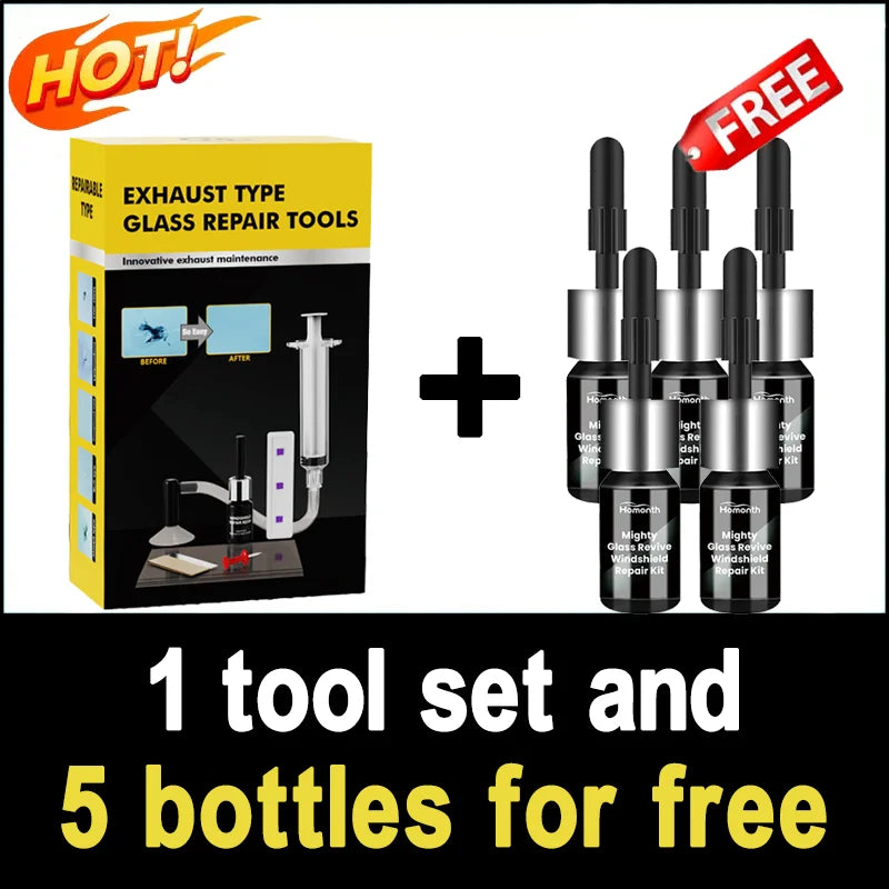 Car Glass Repair Kit - Removes Scratches, Fixes Windscreen Cracks for Cars/Trucks/Motorcycles, Auto Glass Recovery Set