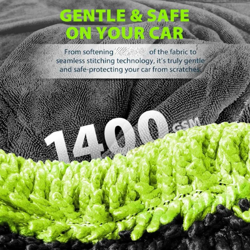 Professional 1400GSM Microfiber Drying Towel for Car Detailing. Extra Large, Ultra Thick, & Extremely Absorbent for SUV, Truck