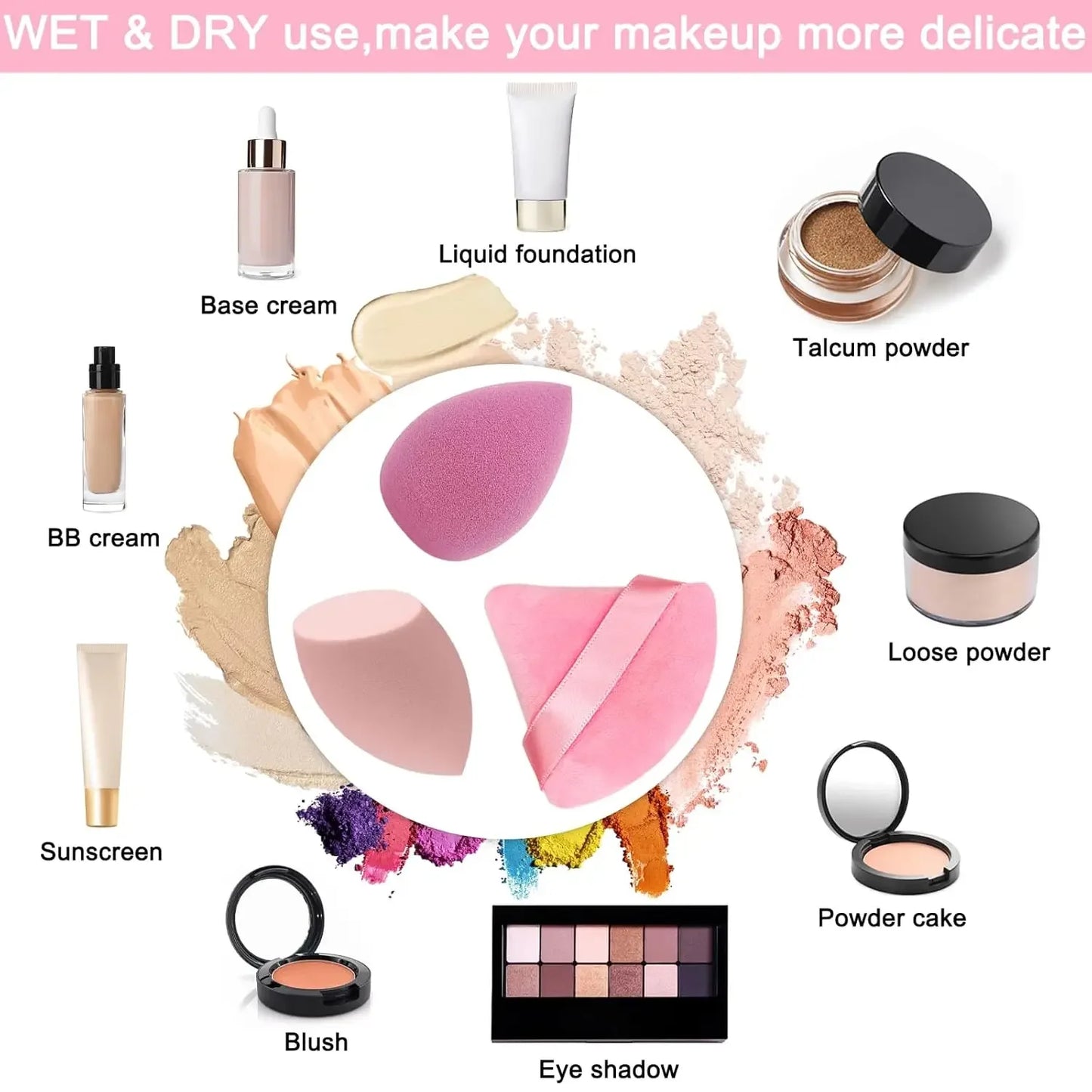 14Pcs Makeup Sponge Set Beauty Sponges Blender Triangel Powder Puff Mini Make Up Sponges For Liquid Foundation Concealer Cream