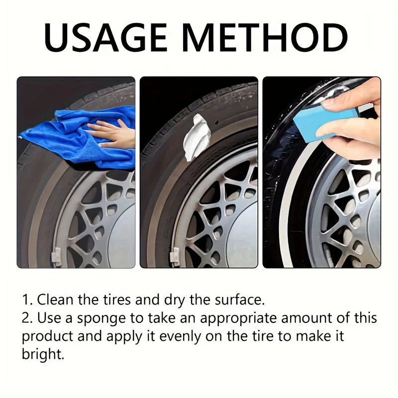 Car Tire Restorer Wax Back to Black Gloss Long-Lasting Coating Plastic Renovator Polish Cleaning Tire Gloss Enhancer Kit