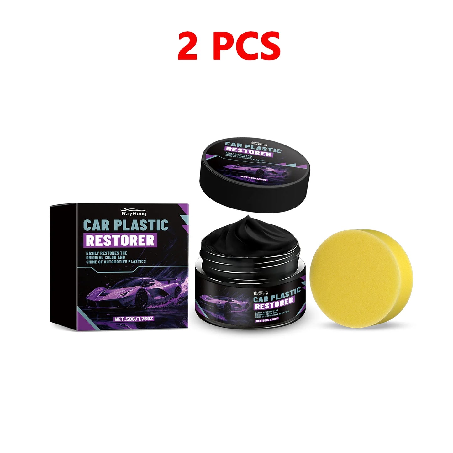 Car Plastic Restorer & Polish Gel for Dashboard, Trim, Tires Restores Black Color Shine Cleans Stains Auto Plastic Care Cream