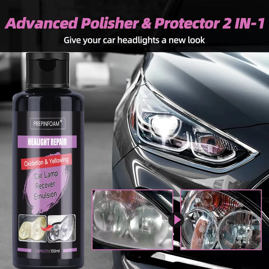 Car Headlight Restoration Polishing Kits Headlamp Repair Cleaning Paste Remove Oxidation Headlight Polish Liquid