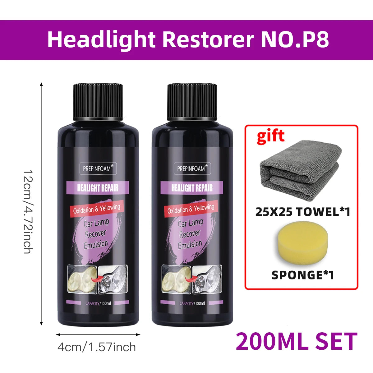 Car Headlight Restoration Polishing Kits Headlamp Repair Cleaning Paste Remove Oxidation Headlight Polish Liquid