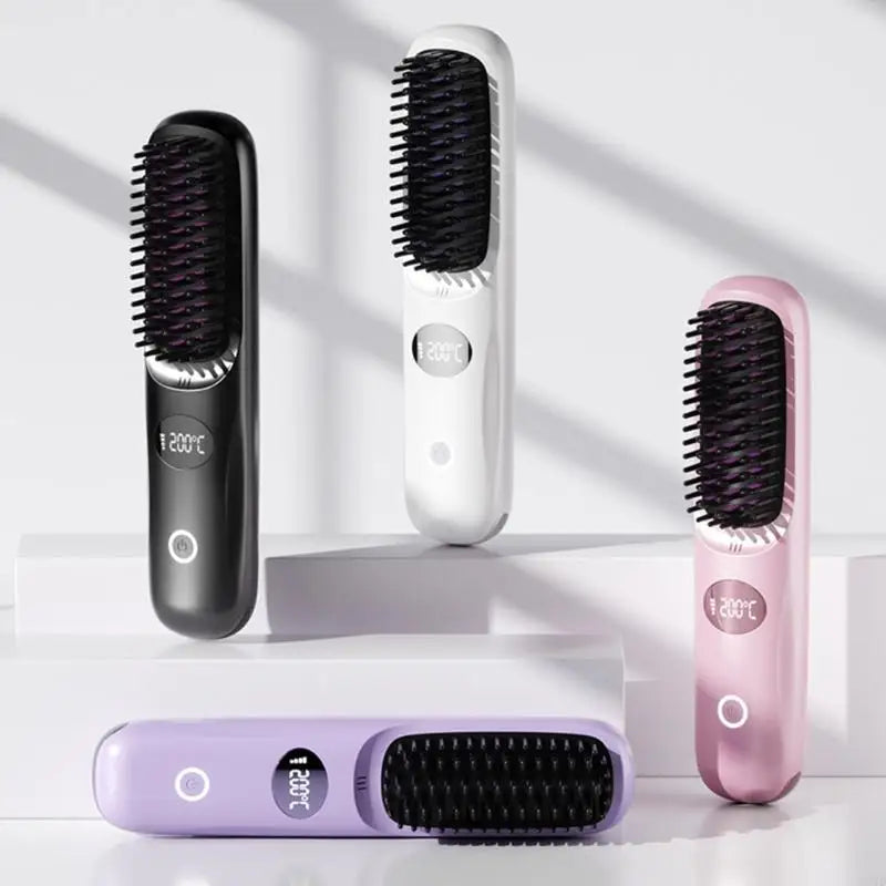 Ceramic Heated Cordless Straightening Comb For Hair Styling Fast Heating Portable Travel Friendly With Multiple Temperature