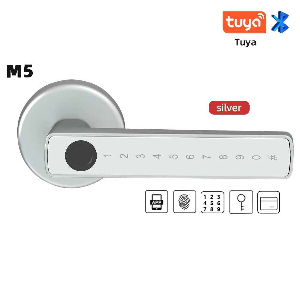 RAYKUBE US Free Delivery Tuya BLE Smart Fingerprint Door Lock Electronic Lock with Password/Key/Card/Tuya APP Unlock