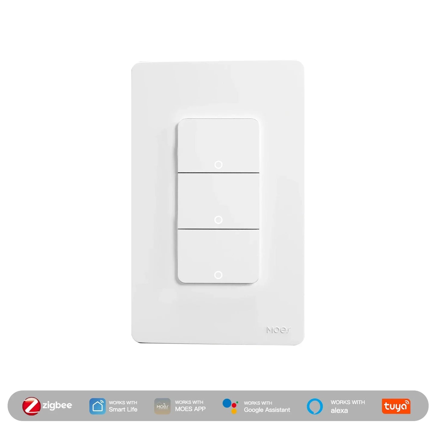 MOES Tuya ZigBee Smart Light Switch US Push Button Wall Switch Work With Alexa Google Home Neutral Wire/No Neutral Wire Required