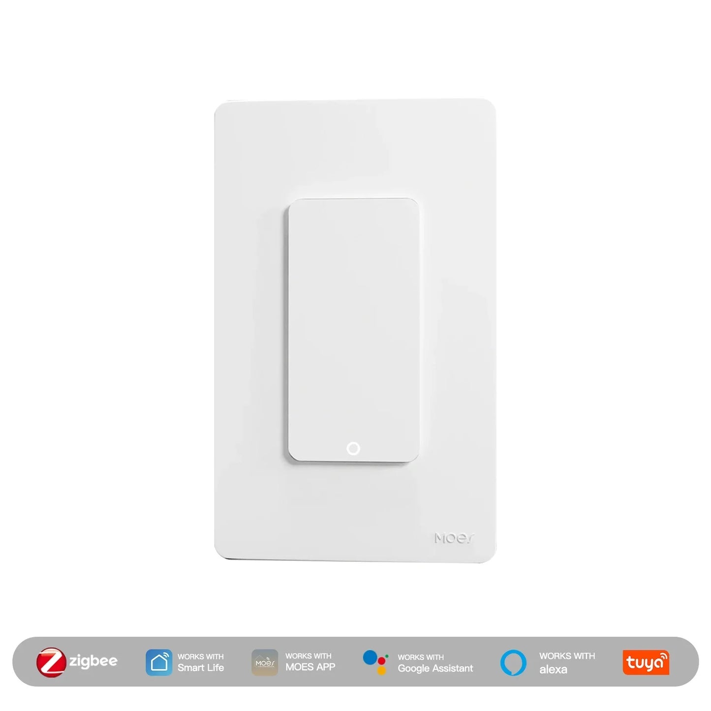 MOES Tuya ZigBee Smart Light Switch US Push Button Wall Switch Work With Alexa Google Home Neutral Wire/No Neutral Wire Required